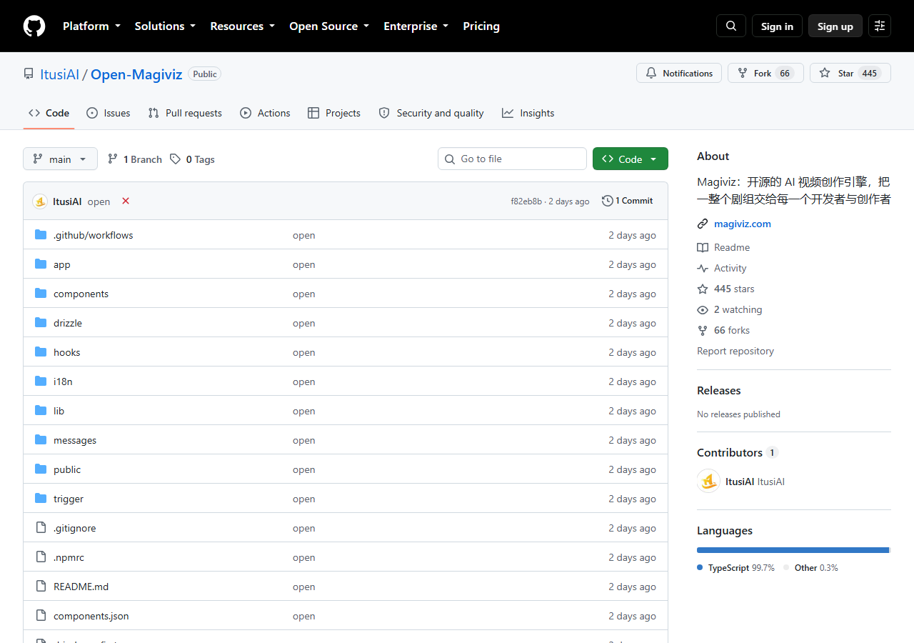 Magiviz GitHub 仓库页视口截图 项目结构与技术栈